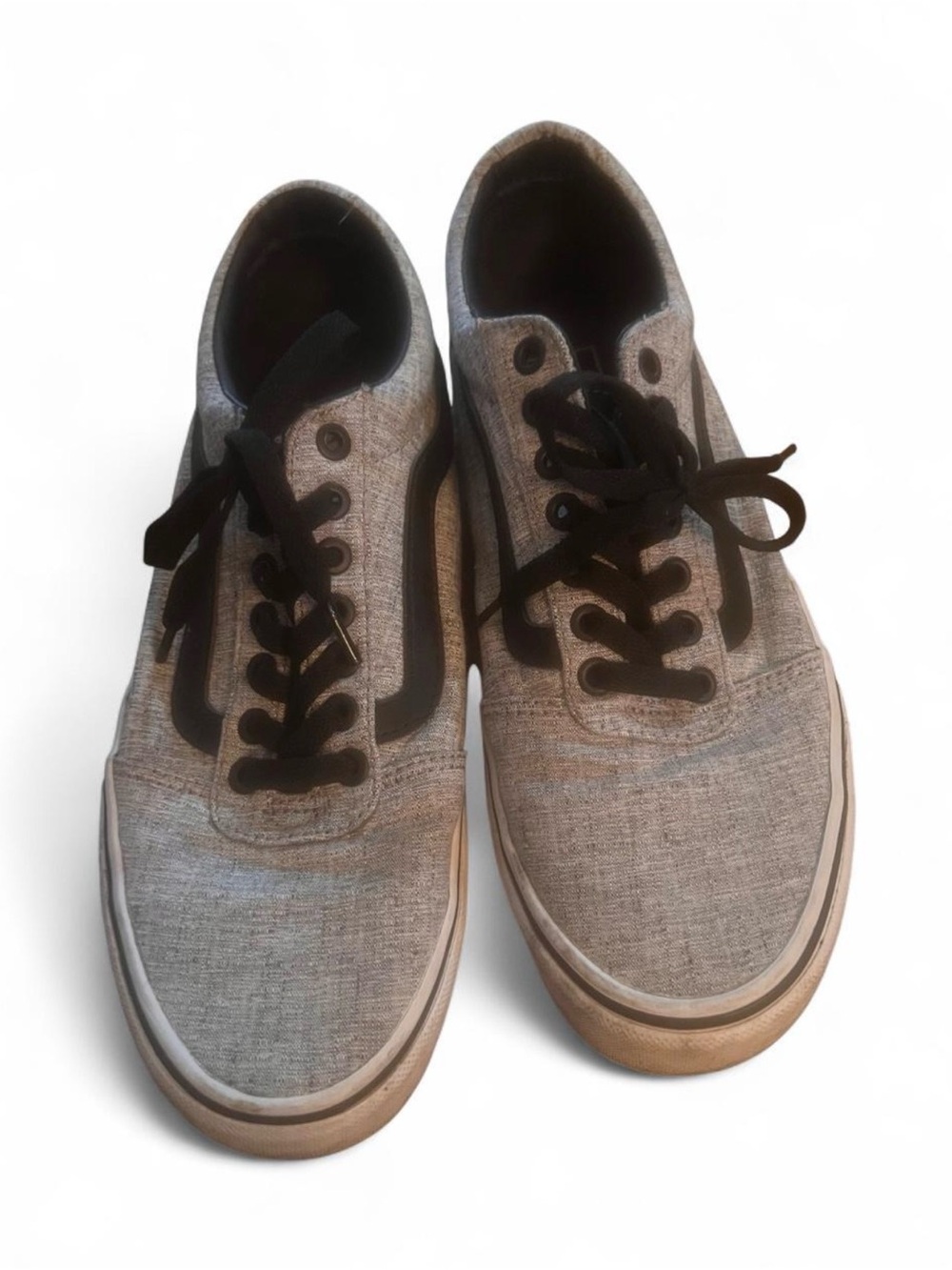 Vans Men’s Gray Canvas Sneakers with Black Details